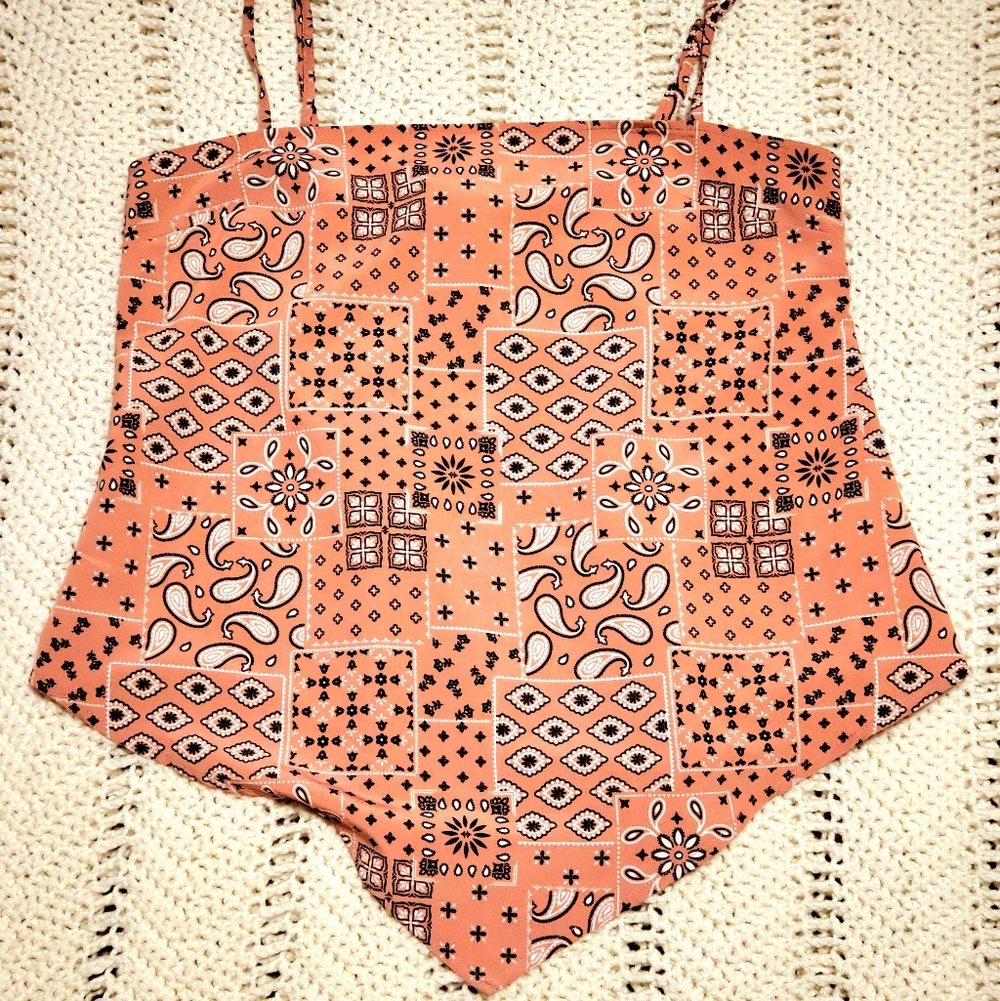 Wrangler Retro Peach Bandana Print Top Womens Size Small